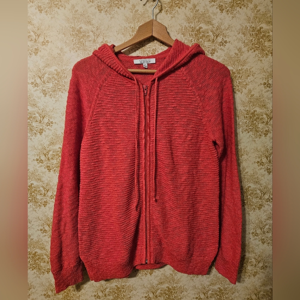 Large Ellen Tracy Knit  hooded zipper sweater